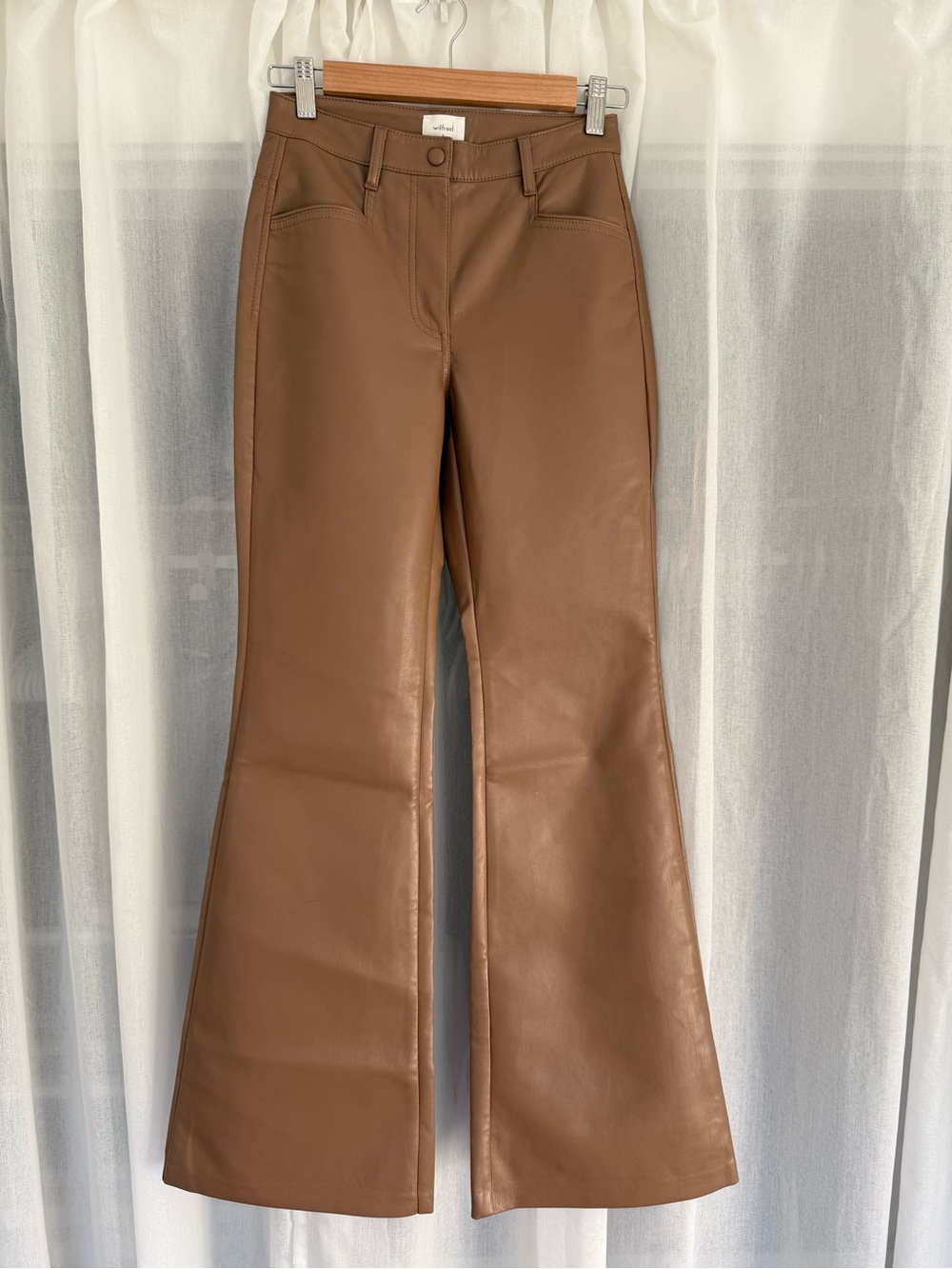 Wilfred Chestnut Faux Leather Flare Pants